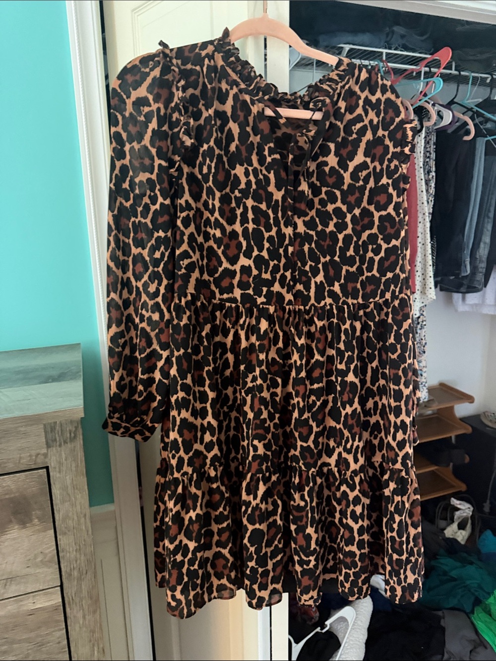 J. Crew Leopard Print Brown and Black Tiered Kids Dress